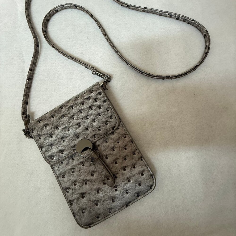 Metallic Grey Compact Cross Body Bag